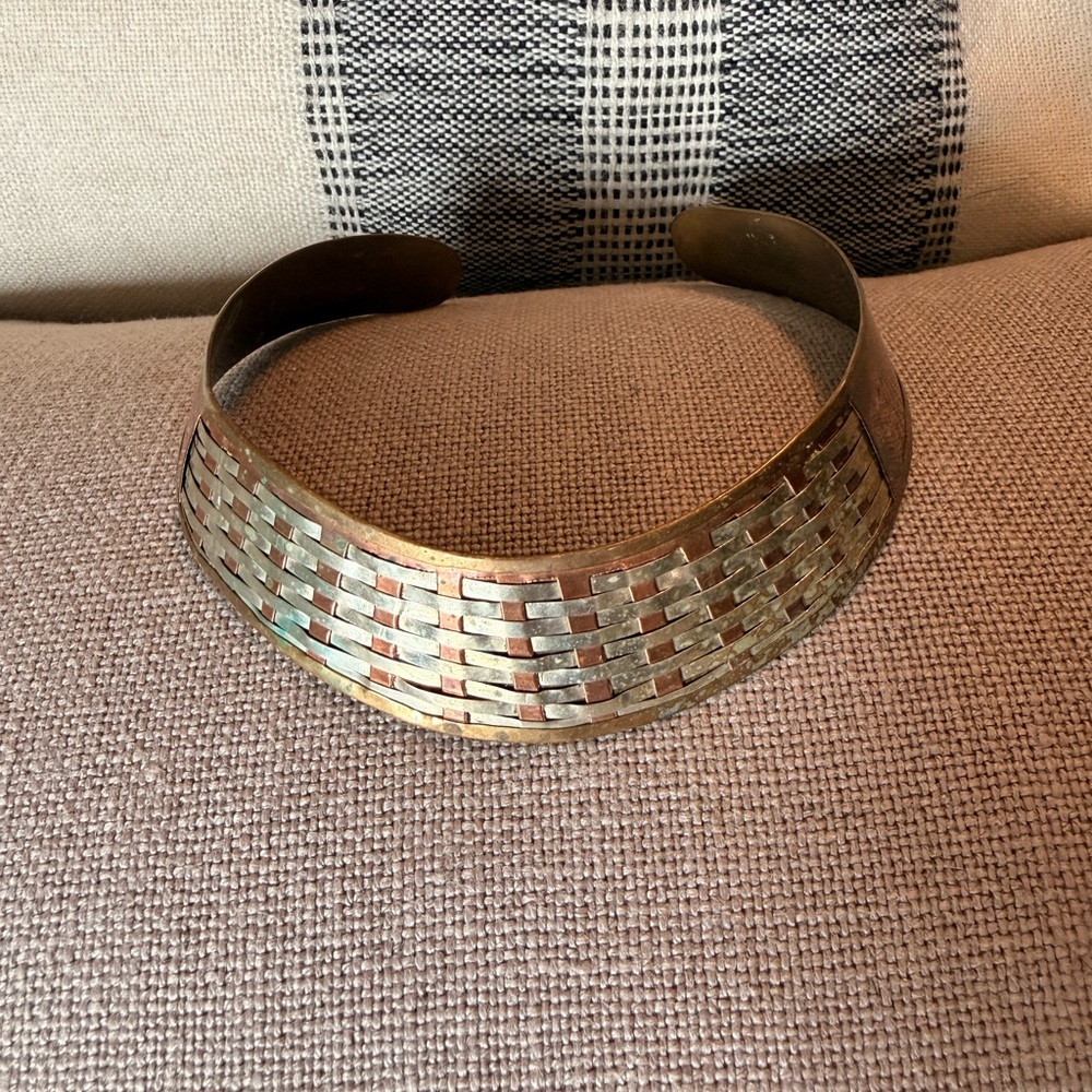 Vintage Copper and Silver Tone Choker Necklace